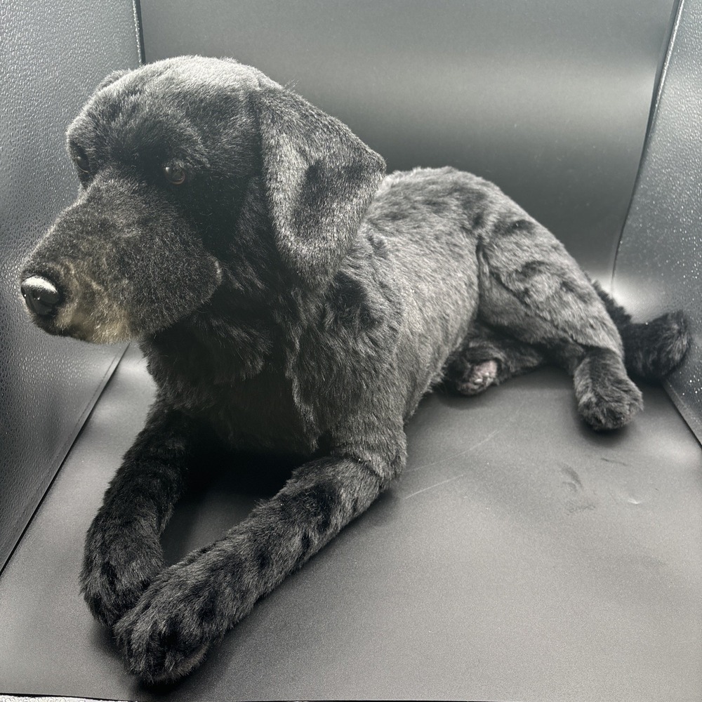 Cuddle Clones Laying Black Lab Dog Plush Stuffed 24" Life Like Labrador Hunter